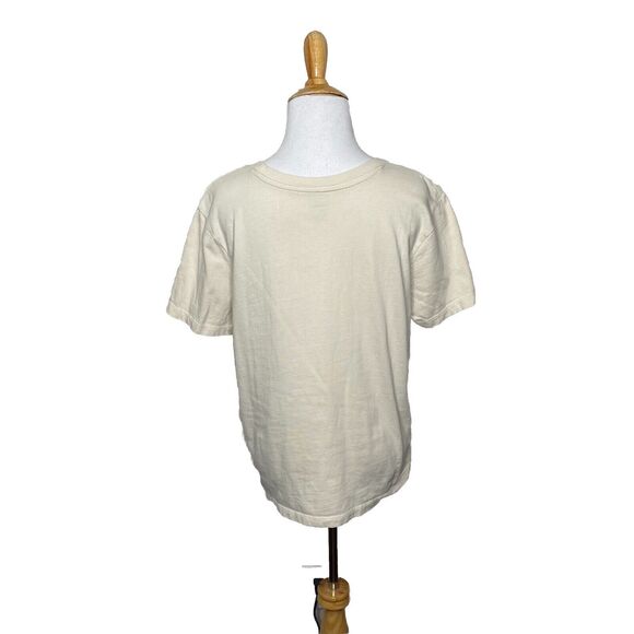 Vans Off the Wall Cropped Short Sleeve T-Shirt Tee Cream Floral Daisy Pattern XL - Picture 4 of 7